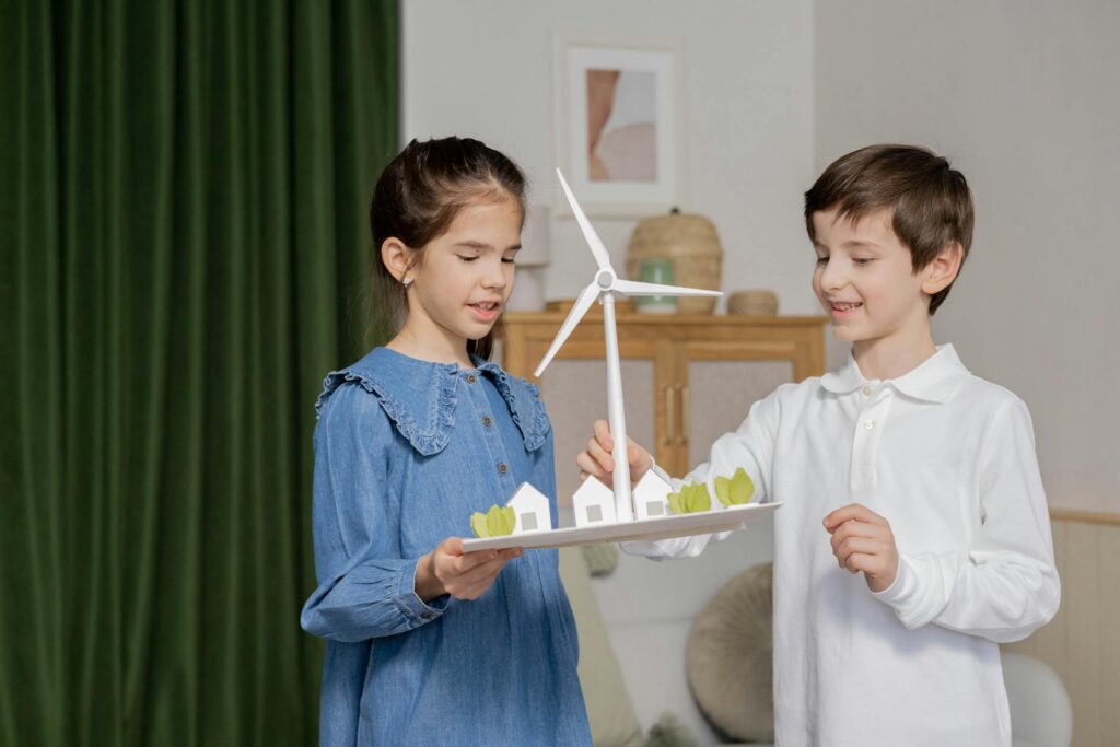 A family participating in energy-saving activities at home — public awareness energy shortages Nevada