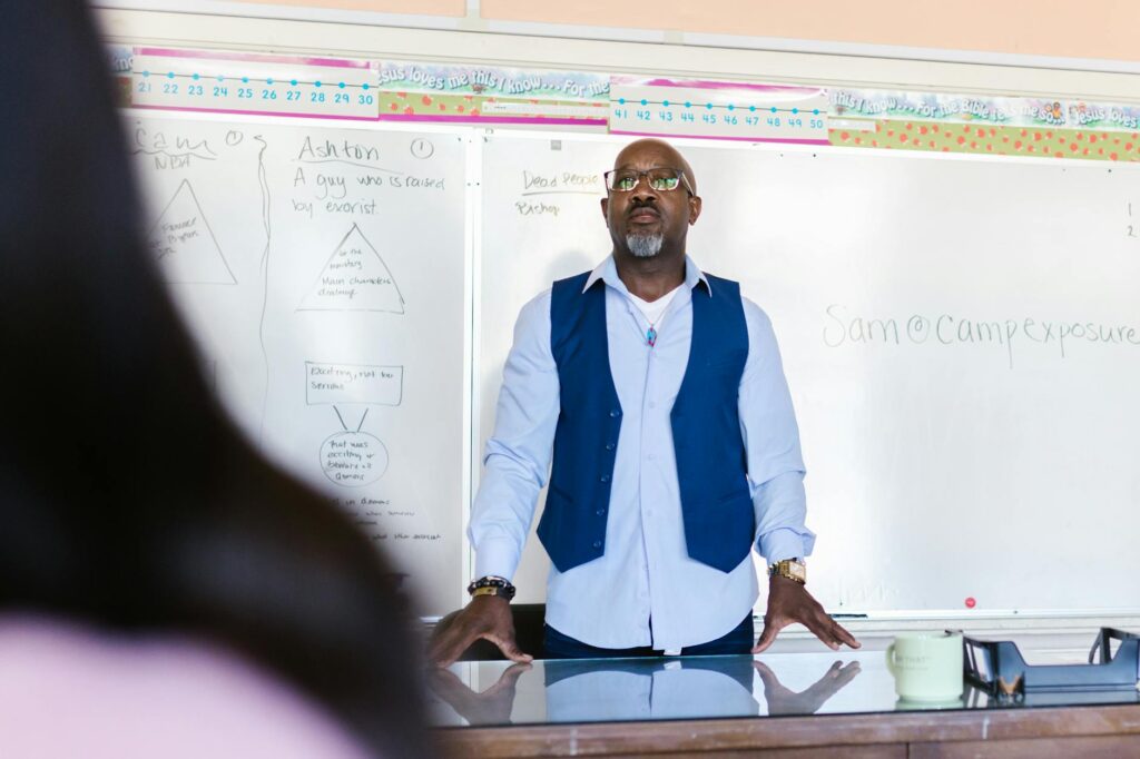A photo of Paul discussing education policy with educators. — Paul For Nevada education policy