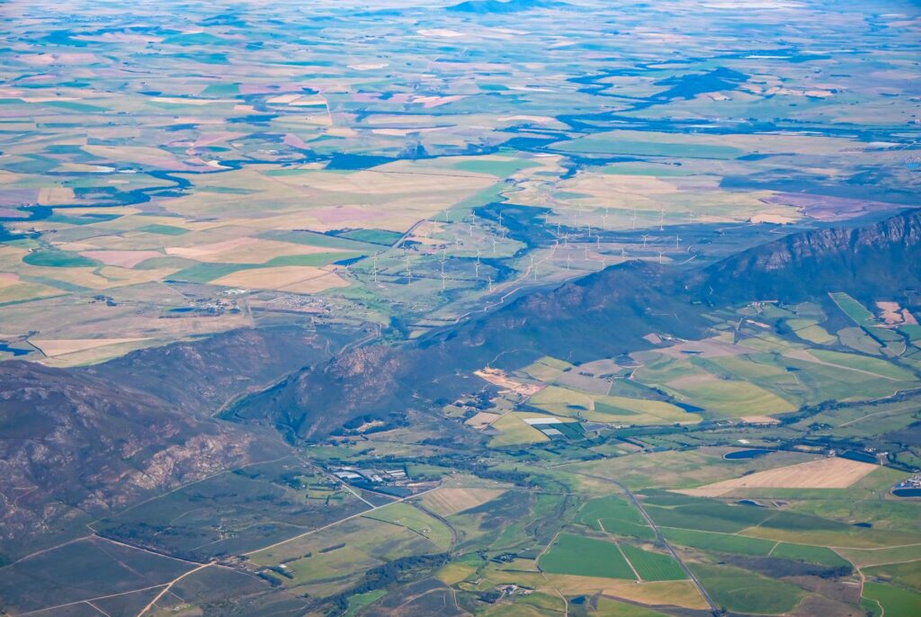 Aerial view of Nevada farmland affected by energy shortages. — energy shortages agriculture Nevada