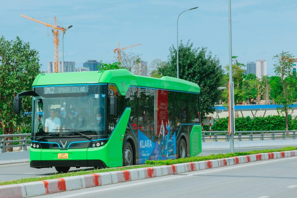 Illustration of sustainable transportation options like electric buses. — Paul For Nevada climate change