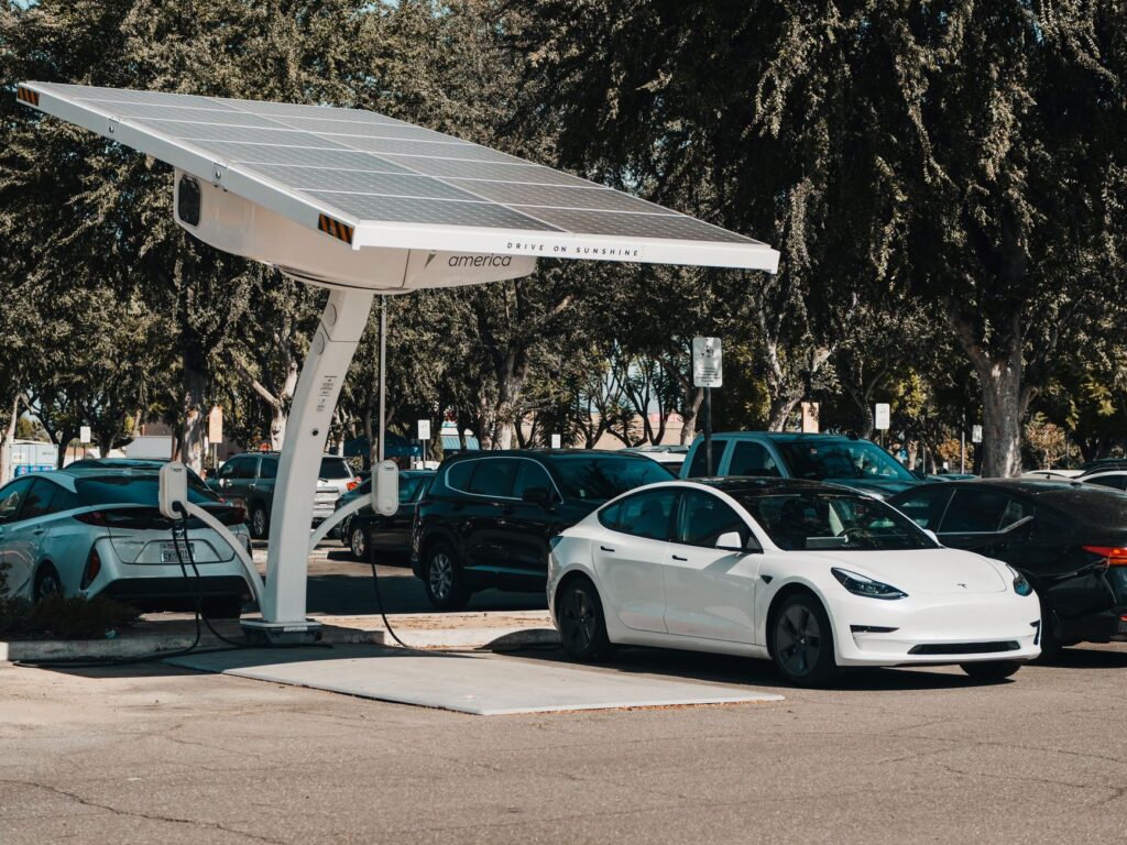 An image of electric vehicles on Nevada roads, illustrating sustainable transportation. — Paul For Nevada climate change…