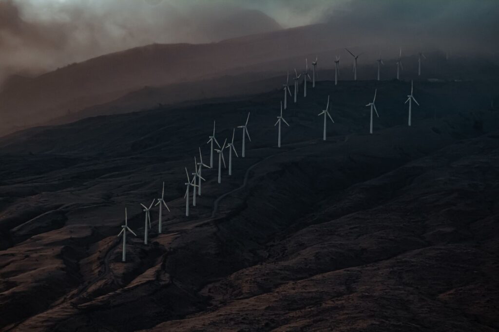 Wind turbines on a hillside in Nevada, representing renewable energy development. — nevada energy projects