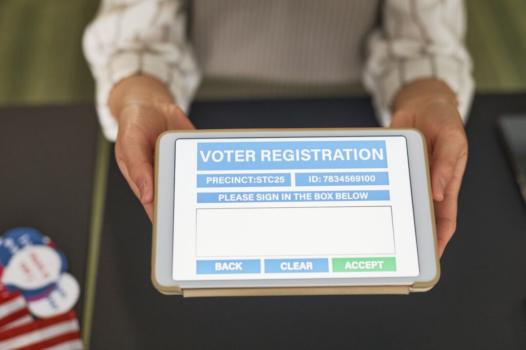 A screenshot of the Nevada online voter registration portal for voter registration Nevada 2026.