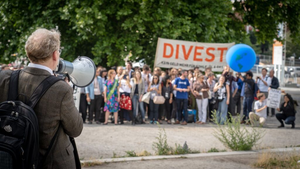 Image of Paul speaking at a climate change rally with supporters. — Paul For Nevada climate change policy
