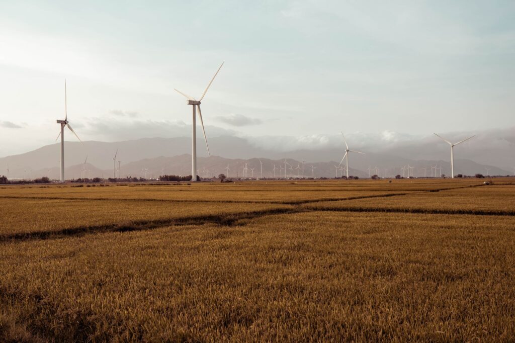Wind turbines against a Nevada landscape representing sustainable energy — Paul For Nevada renewable energy