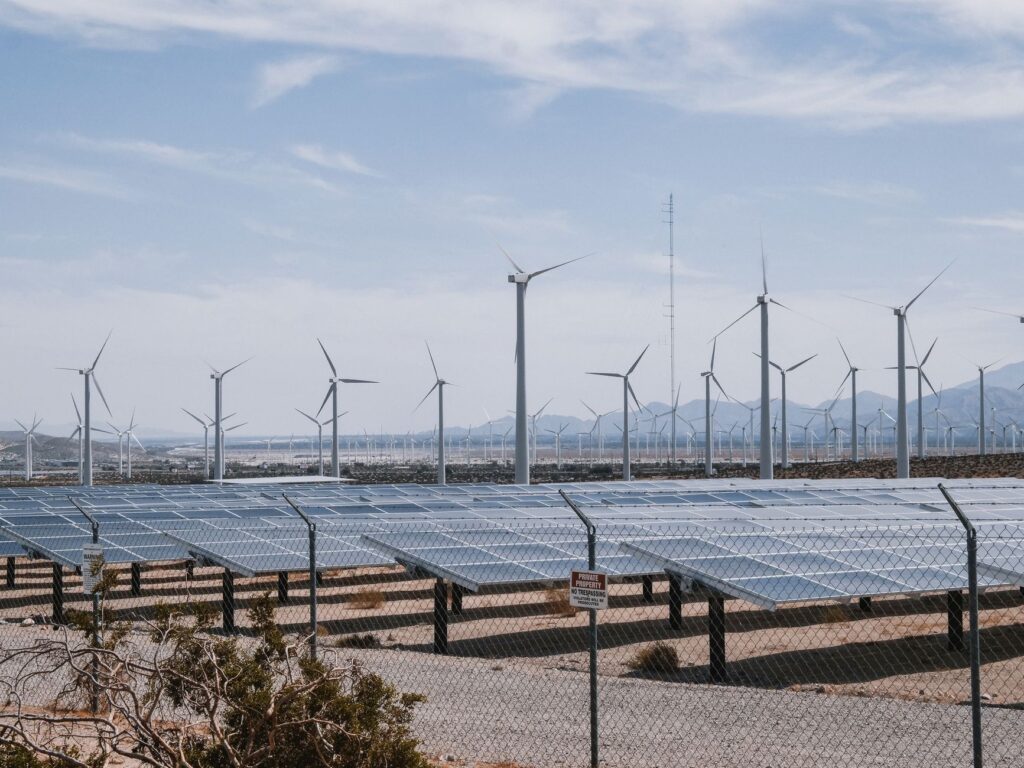 Renewable energy projects in Nevada including solar panels and wind turbines — Paul For Nevada climate change